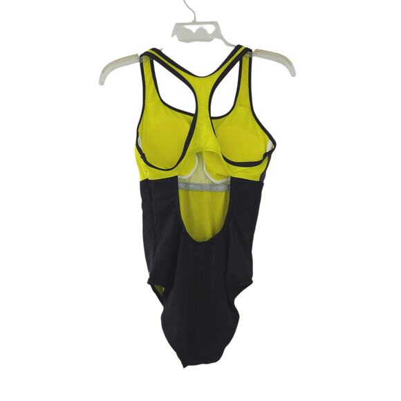 Womens Speedo One Piece Swimsuit Size 8 Colorblock Yellow Black Bathing Suit - Picture 2 of 7